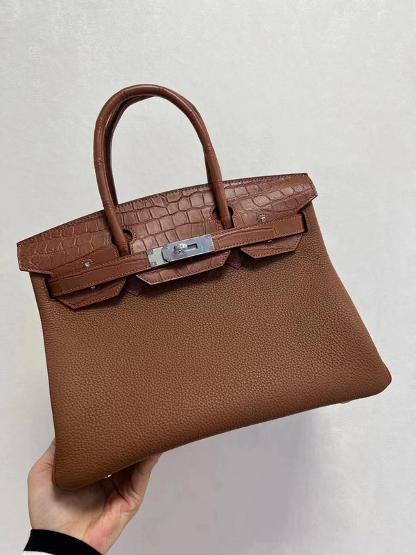 Side view of chic structured handbag