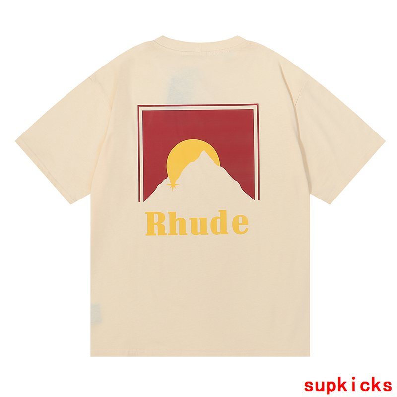 Back view of Rhude luxury clothing with streetwear-inspired cut