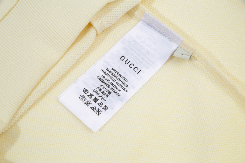 Close-up detail shot of Gucci luxury clothing with streetwear-inspired cut