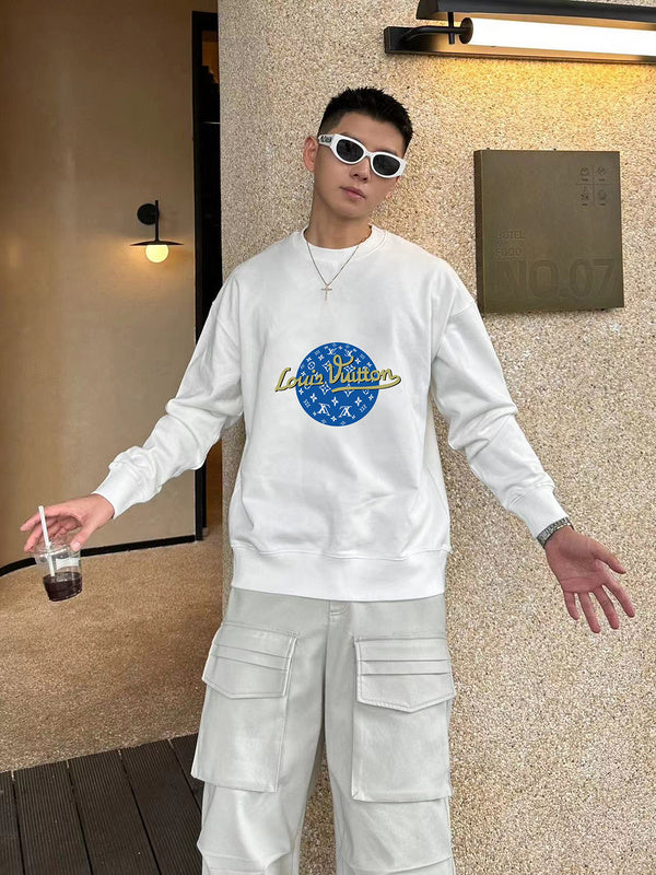 Flat lay presentation of Louis Vuitton luxury clothing with streetwear-inspired cut