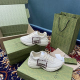 Gucci neutral cream luxury sneakers view 9 breathable knit upper