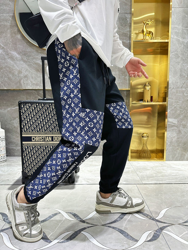 Close-up detail shot of Louis Vuitton luxury clothing with contemporary cut