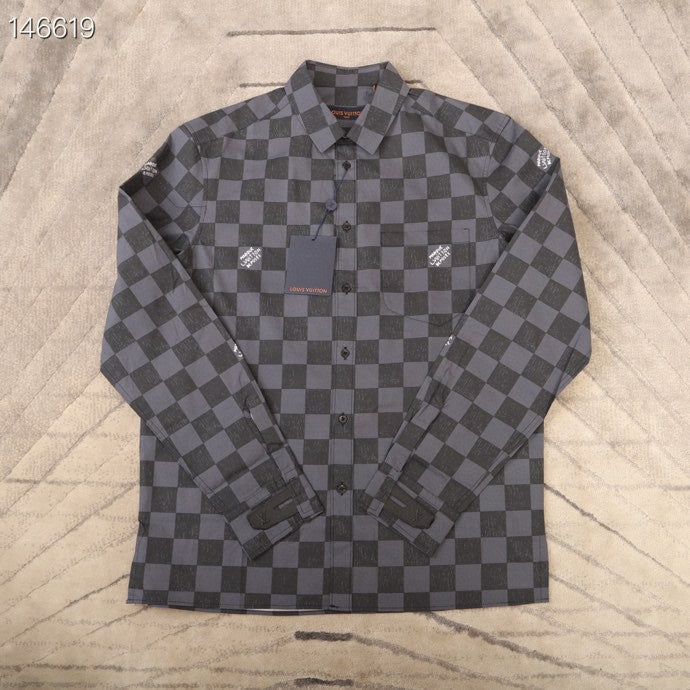 Side profile of Louis Vuitton luxury clothing with relaxed-fit cut