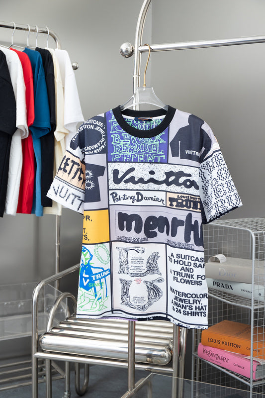 Front view of Louis Vuitton cotton t-shirt with signature branding