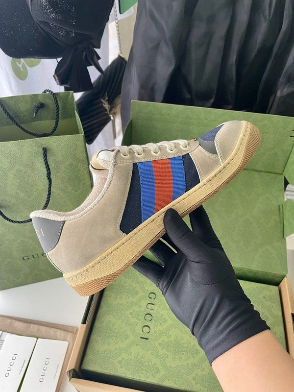 Gucci soft grey luxury sneakers view 8 classic court silhouette