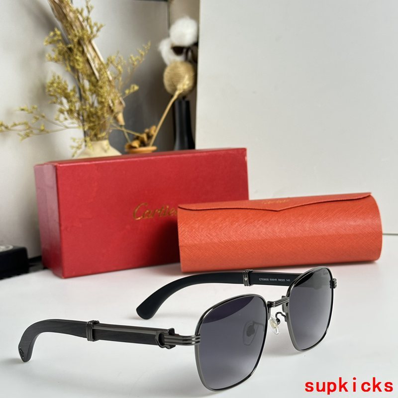 Close-up detail view of Cartier unisex sunglasses