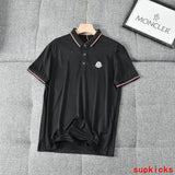 Front view of Moncler luxury clothing with logo-detail design