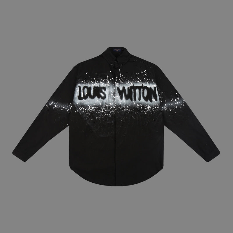 Side profile of Louis Vuitton luxury clothing with monogram-inspired silhouette