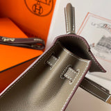 Side view of sophisticated structured handbag