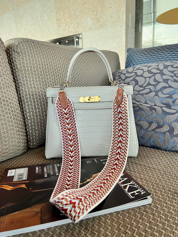 Side view of refined structured handbag