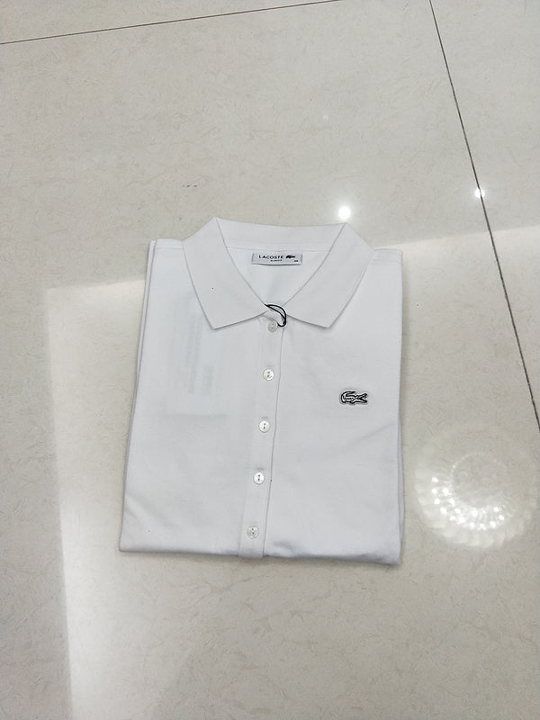 Close-up detail shot of Lacoste luxury clothing with tailored silhouette