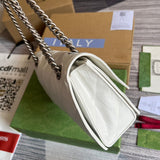 Side view of modern structured handbag