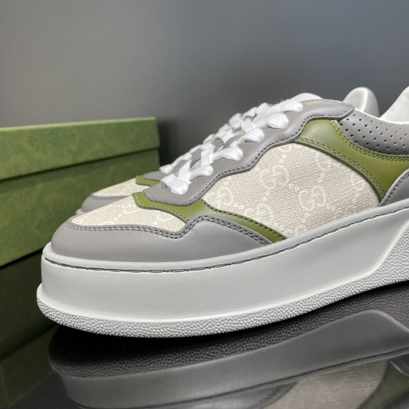 Gucci crisp white luxury sneakers view 6 retro runner design