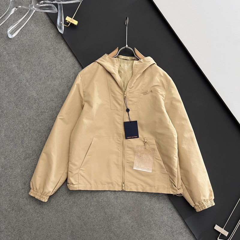 Front view of Louis Vuitton luxury clothing with tailored silhouette