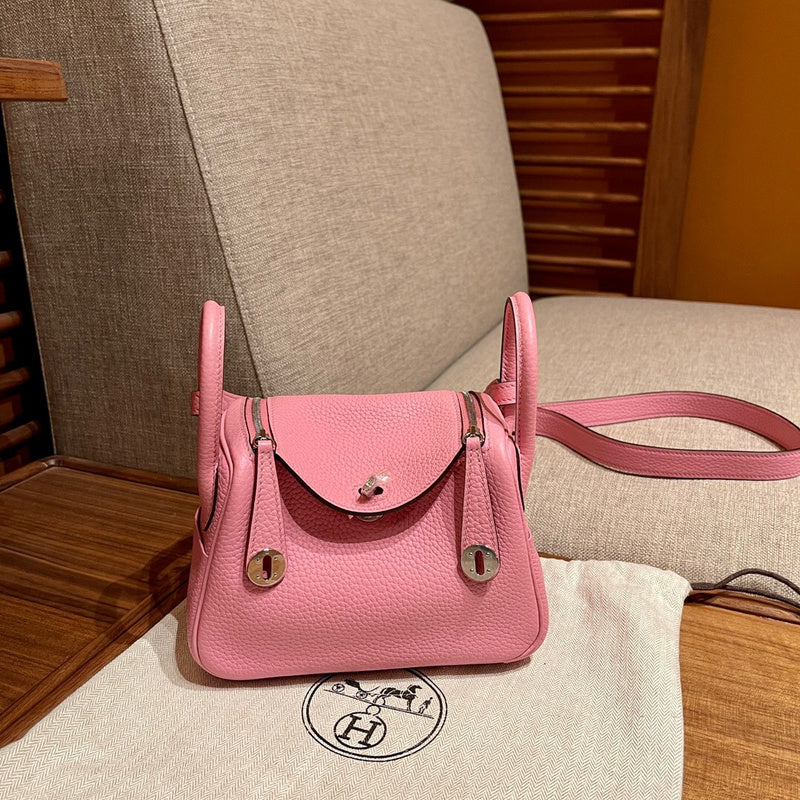 Side view of structured structured handbag