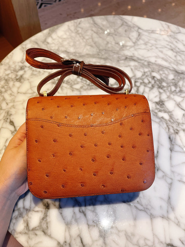 Side view of considered structured handbag