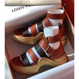 Louis Vuitton Red Slingback Heels - Detail Shot of Craftsmanship