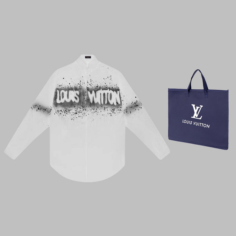 Back view of Louis Vuitton luxury clothing with monogram-inspired silhouette