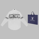 Back view of Louis Vuitton luxury clothing with monogram-inspired silhouette