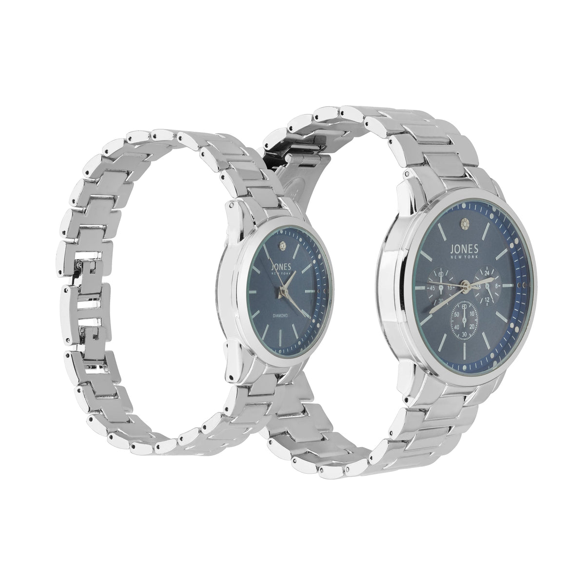 Front view of Jones New York unisex blue watch