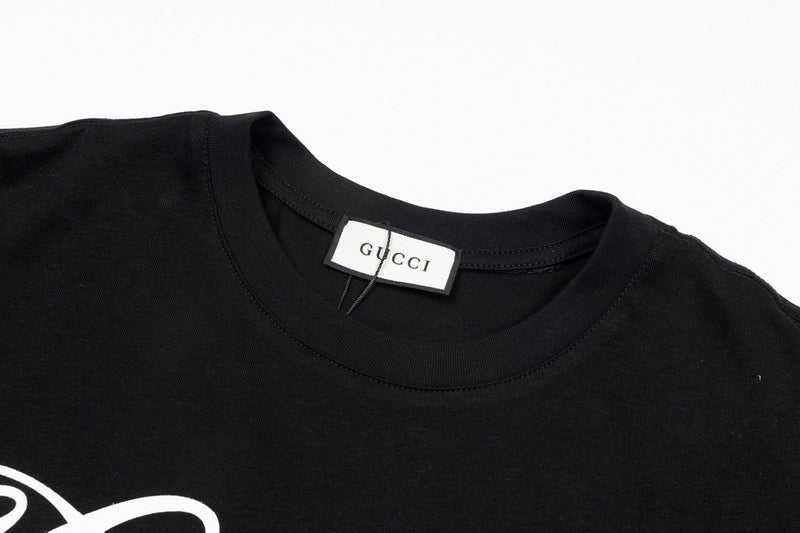 Close-up detail shot of Louis Vuitton cotton t-shirt with logo-detail design