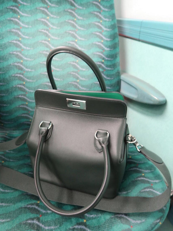Side view of smart structured handbag
