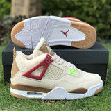 Side profile of Nike stone beige sneakers chunky sole construction