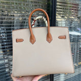 Side view of modern structured handbag