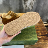 Gucci crisp white luxury sneakers view 4 retro runner design
