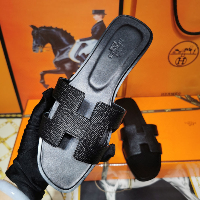 Hermès Burgundy Slide Sandals - Side Profile View