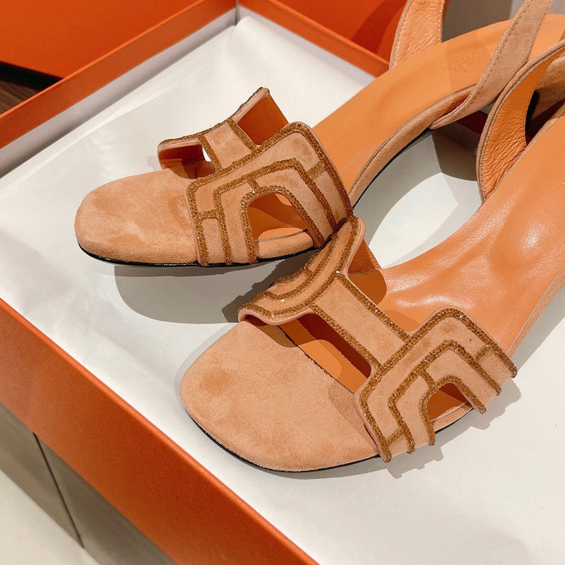 Hermès Burgundy Ankle Strap Heels - Sole Detail View