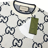 Close-up detail shot of Gucci luxury clothing with relaxed-fit cut