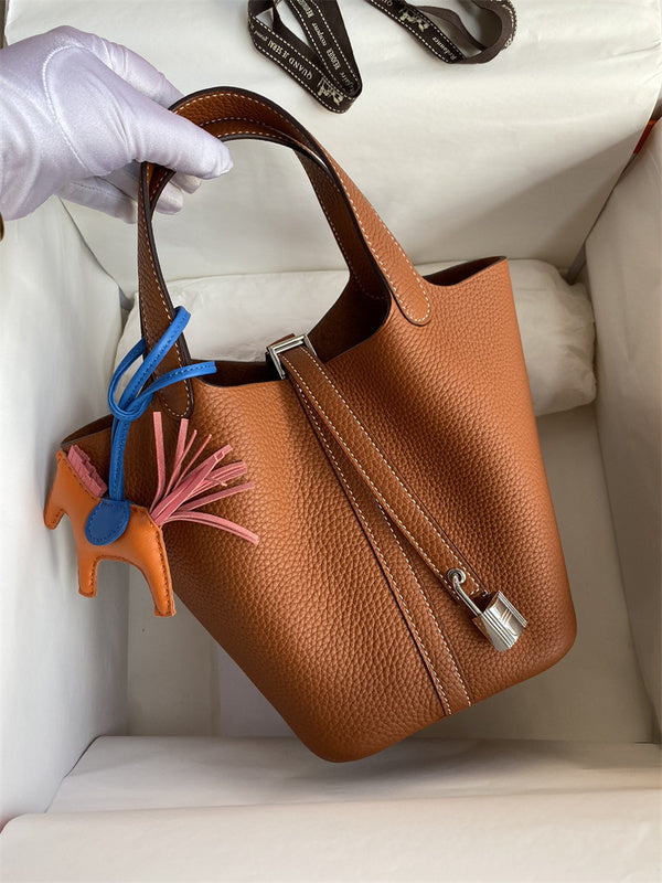 Side view of sophisticated structured handbag