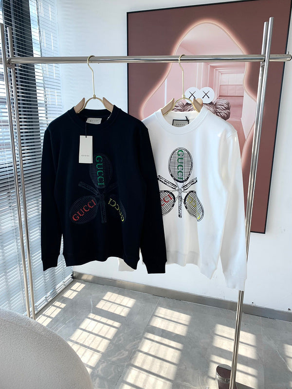 Back view of Gucci luxury clothing with monogram-inspired silhouette