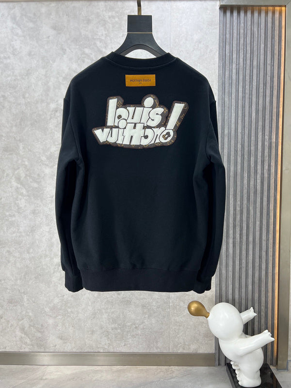 Side profile of Louis Vuitton luxury clothing with logo-detail design