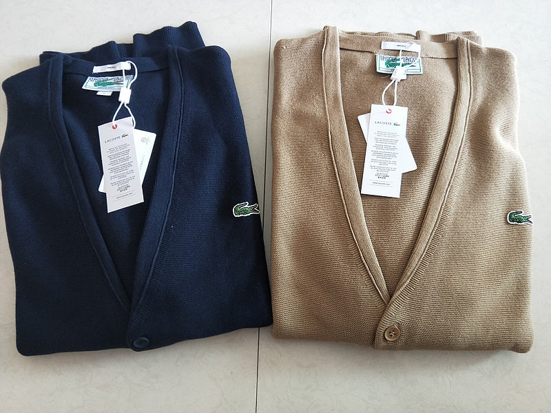 Side profile of Lacoste luxury clothing with monogram-inspired silhouette