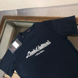 Close-up detail shot of Louis Vuitton cotton t-shirt with runway-inspired design