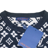 Close-up detail shot of Louis Vuitton luxury clothing with logo-detail design
