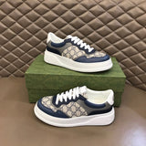 Gucci neutral cream luxury sneakers view 4 breathable knit upper