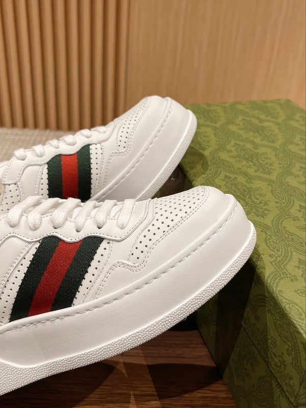 Side profile of Gucci classic monochrome sneakers cushioned comfort fit