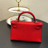 Side view of structured structured handbag