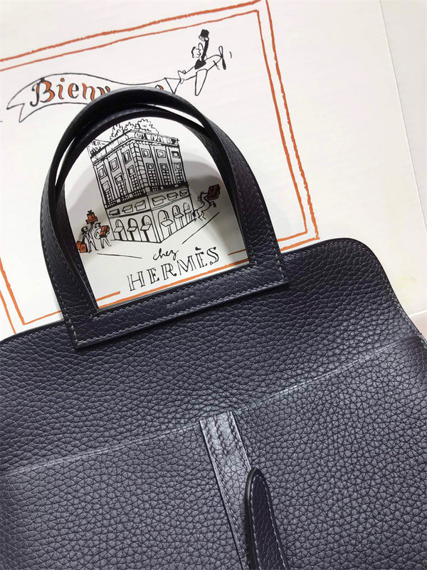 Understated bag shown from front angle