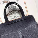 Understated bag shown from front angle