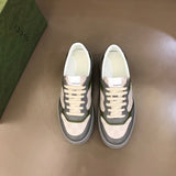 Side profile of Gucci tonal black sneakers padded collar comfort