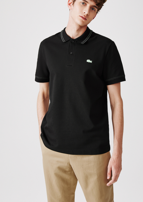 Back view of Lacoste luxury clothing with signature branding
