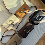 Side view of clean-lined structured handbag