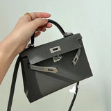 Understated bag shown from front angle