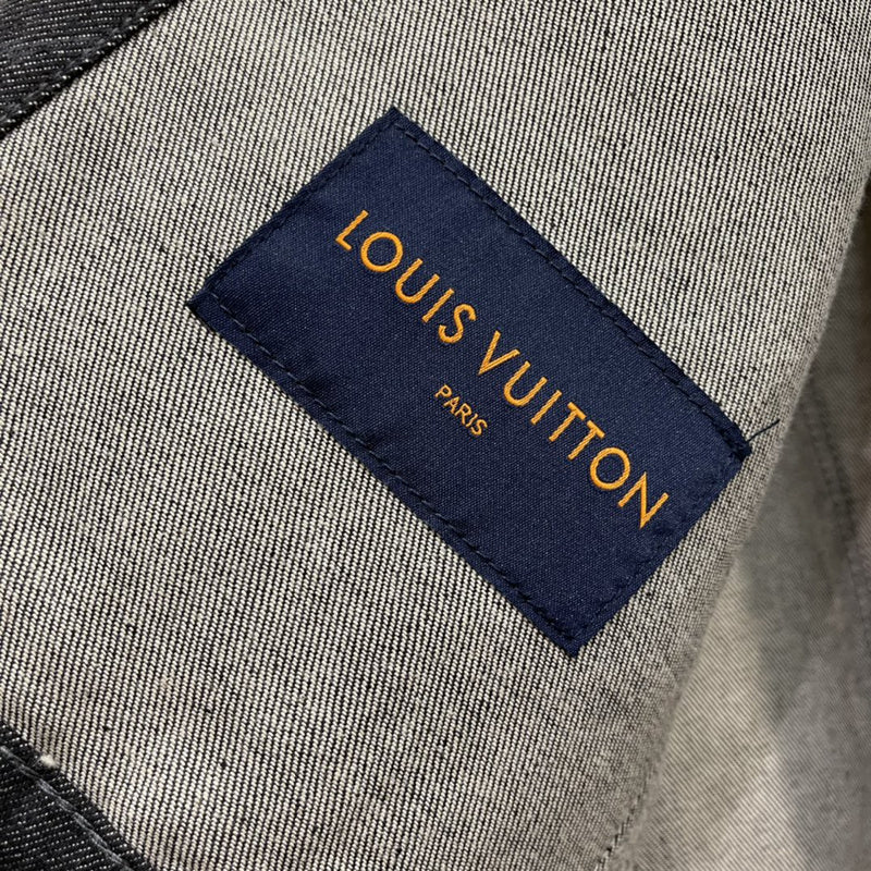 Side profile of Louis Vuitton luxury clothing with monogram-inspired silhouette