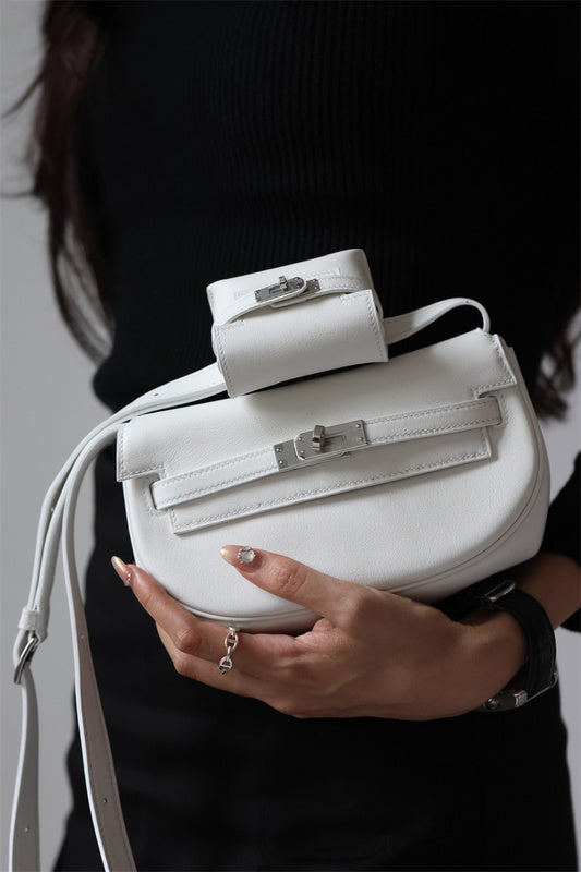 Side view of effortless structured handbag