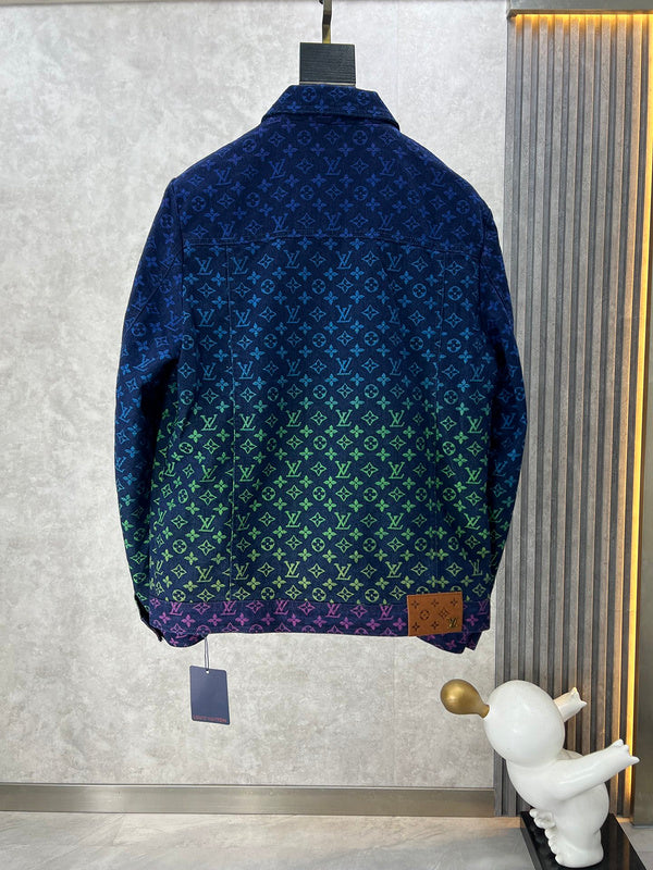Side profile of Louis Vuitton luxury clothing with label-forward styling